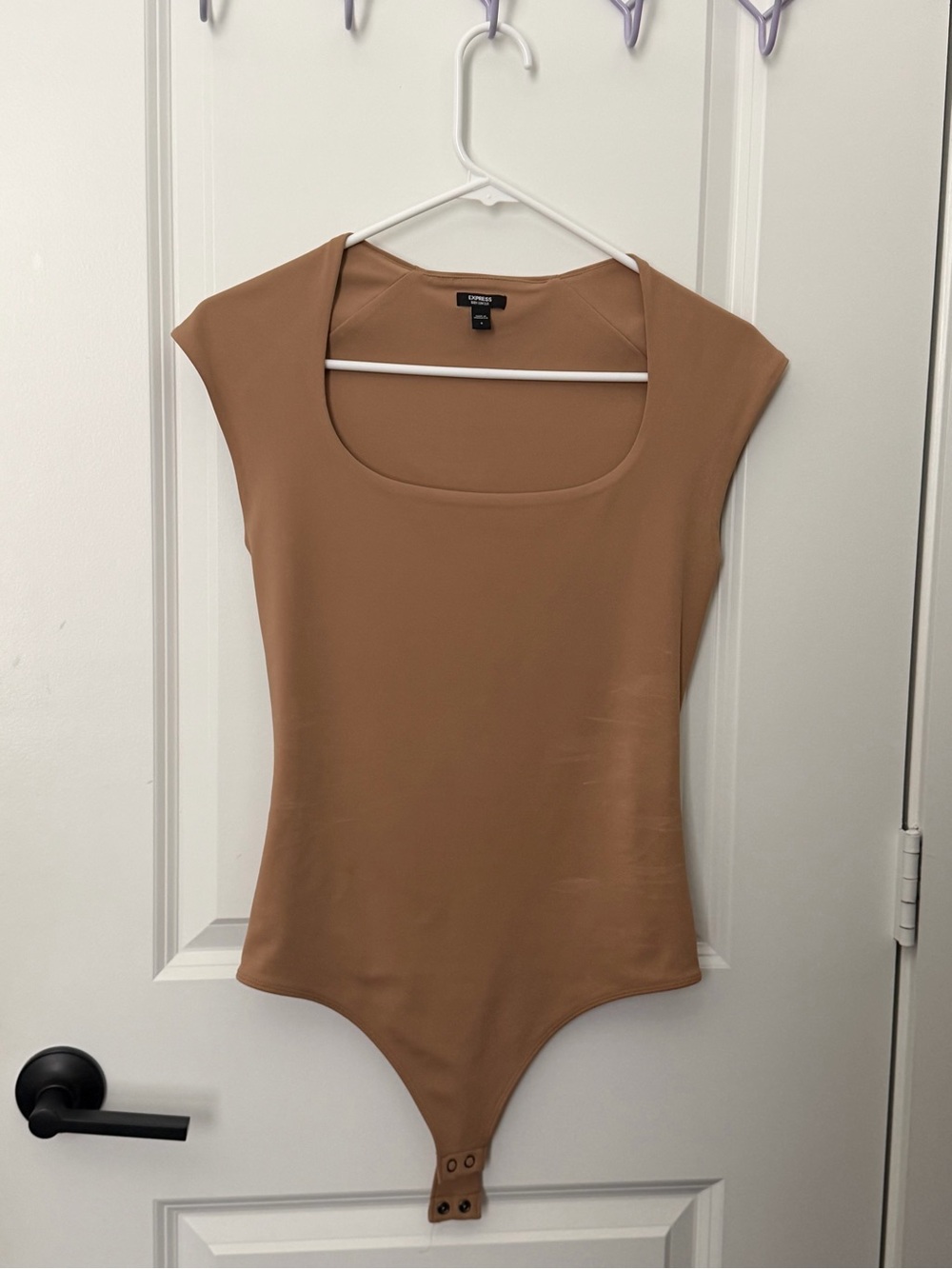 Express Women’s Square Neck Bodysuit in Camel Brown